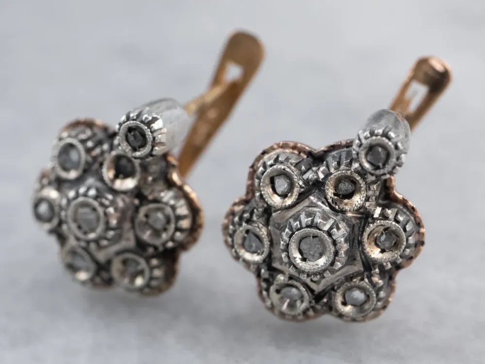 Antique Rose Cut Diamond Earrings - DIN Norm