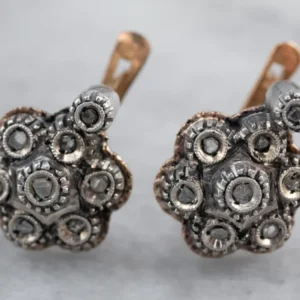 Antique Rose Cut Diamond Earrings - DIN Norm