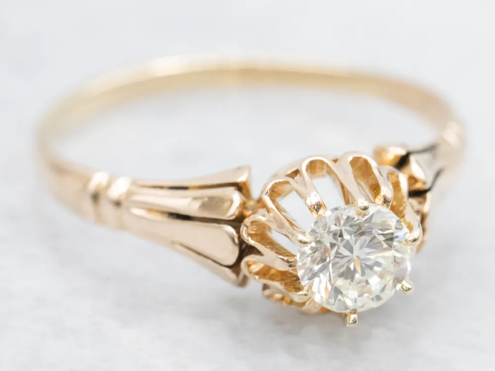 Antique Rose Verguld Buttercup Diamond Engagement Ring