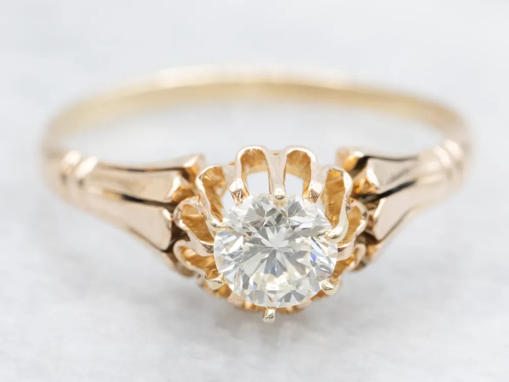 Antique Rose Verguld Buttercup Diamond Engagement Ring