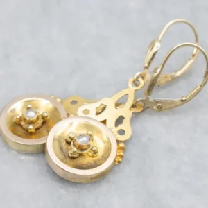 Antique Seed Pearl and Gouden Drop Earrings - DIN Norm