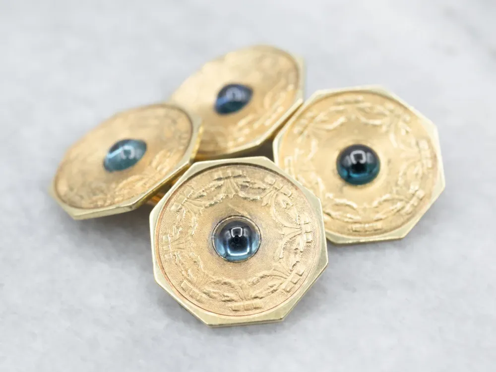 Antique Synthetic Sapphire Cufflinks met CE-Keurmerk