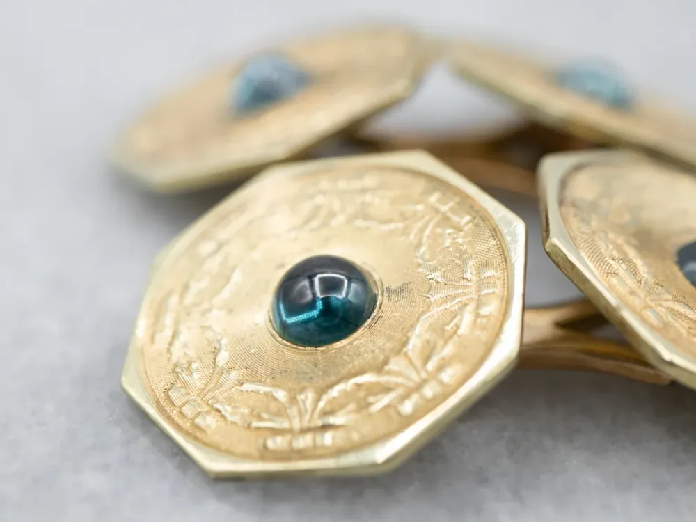 Antique Synthetic Sapphire Cufflinks met CE-Keurmerk