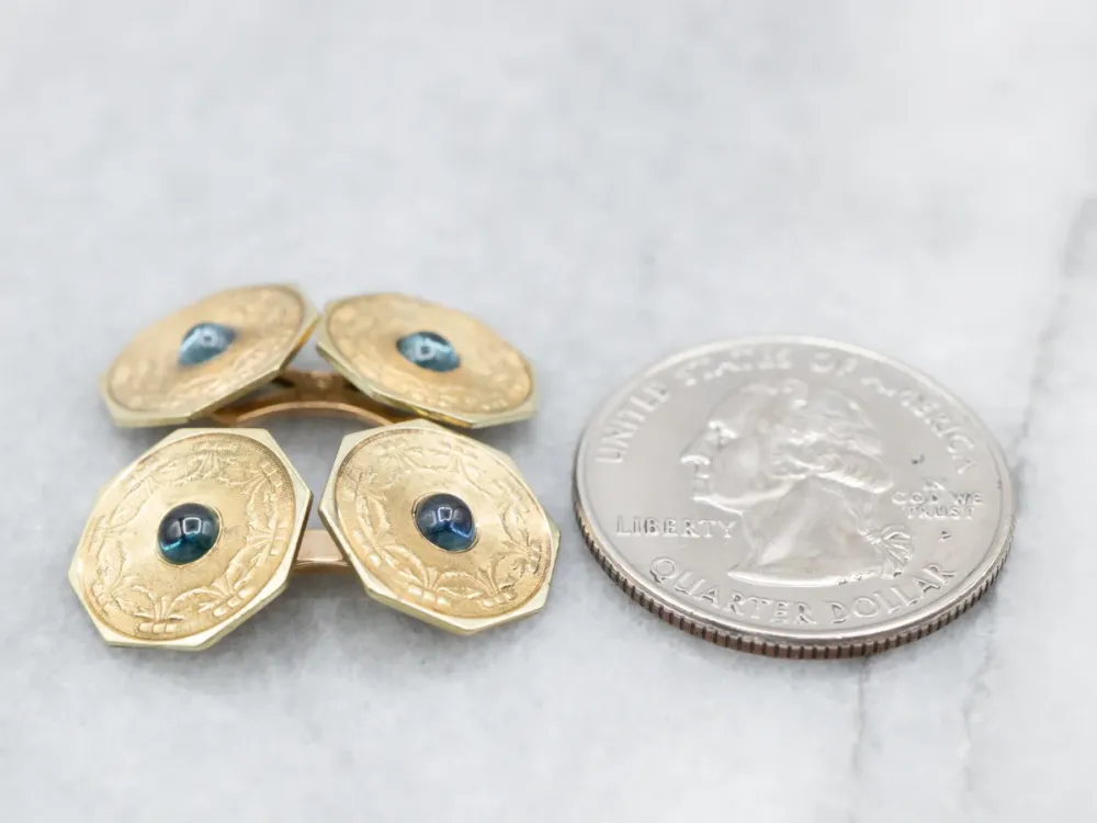 Antique Synthetic Sapphire Cufflinks met CE-Keurmerk