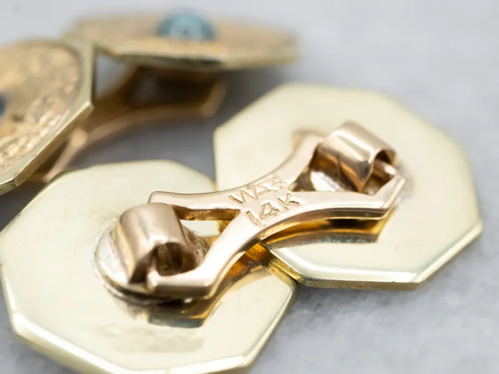Antique Synthetic Sapphire Cufflinks met CE-Keurmerk