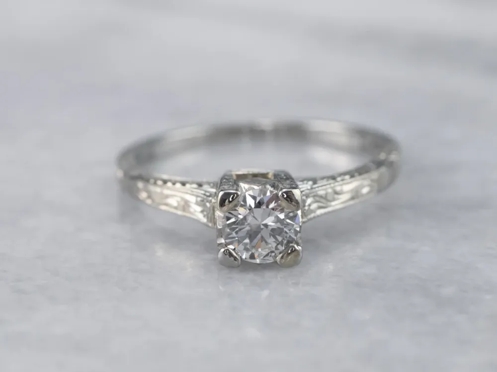 Antique Transition Cut Diamond Solitaire Engagement Ring met CE-Keurmerk