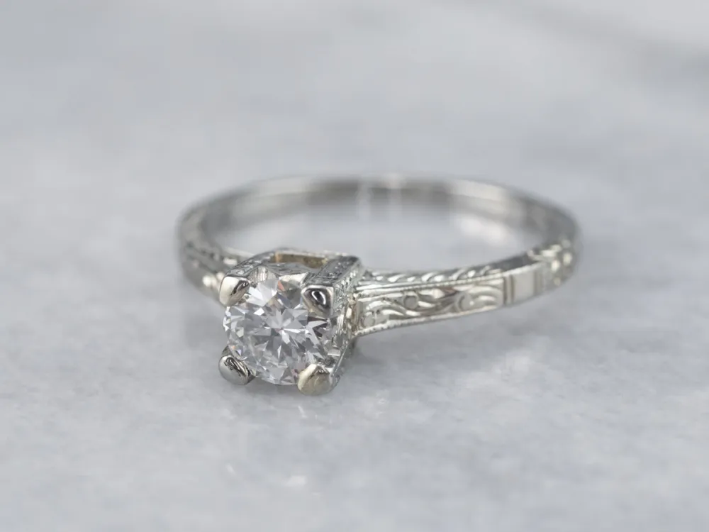 Antique Transition Cut Diamond Solitaire Engagement Ring met CE-Keurmerk