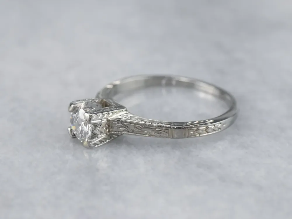 Antique Transition Cut Diamond Solitaire Engagement Ring met CE-Keurmerk