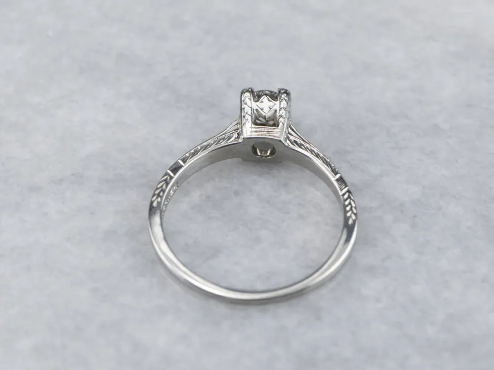 Antique Transition Cut Diamond Solitaire Engagement Ring met CE-Keurmerk