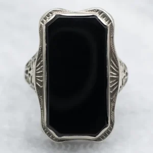 Art Deco Black Onyx Dinner Ring