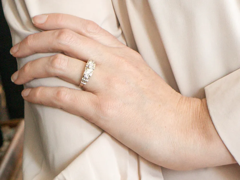 Art Deco European Cut Diamond Ring met CE-Keurmerk