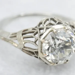 Art Deco GIA Gewaarborgd Old European Cut Diamond Solitaire Engagement Ring - DIN Norm