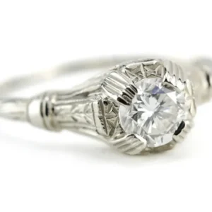 Art Deco Inspired Diamond Engagement Lamprey Ring