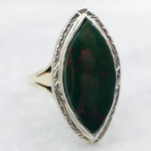 Art Deco Ladies Bloodstone Ring met CE-Keurmerk