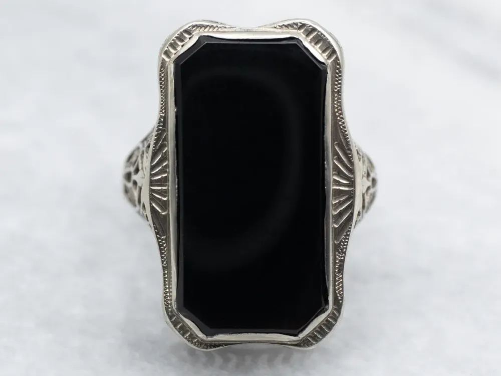 Art Deco Zwart Onyx Dinner Ring met CE-Keurmerk