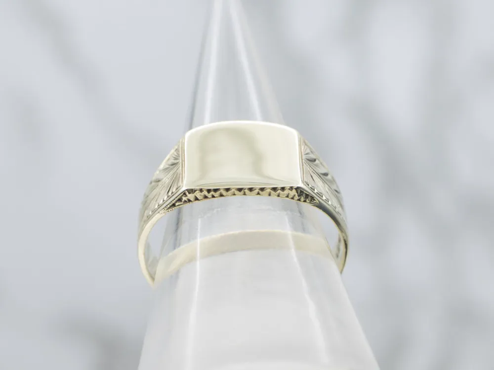 Art Nouveau Era Men's Olijfgroen Gold Botanical Signet Ring