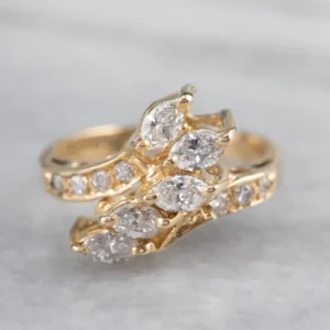 Asymmetrical Diamond Gouden Bypass Ring