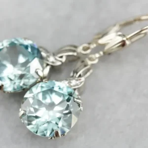 Blauw Zircon and Diamond Drop Earrings - DIN Norm