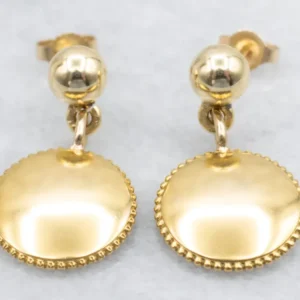 Bloomed Gold Disc Drop Earrings