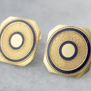 Blue Enamel Goud Geometric Stud Earrings