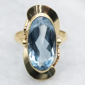 Blue Flash Synthetic Spinel Statement Ring