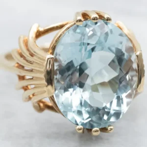 Blue Topaz Solitaire Statement Ring