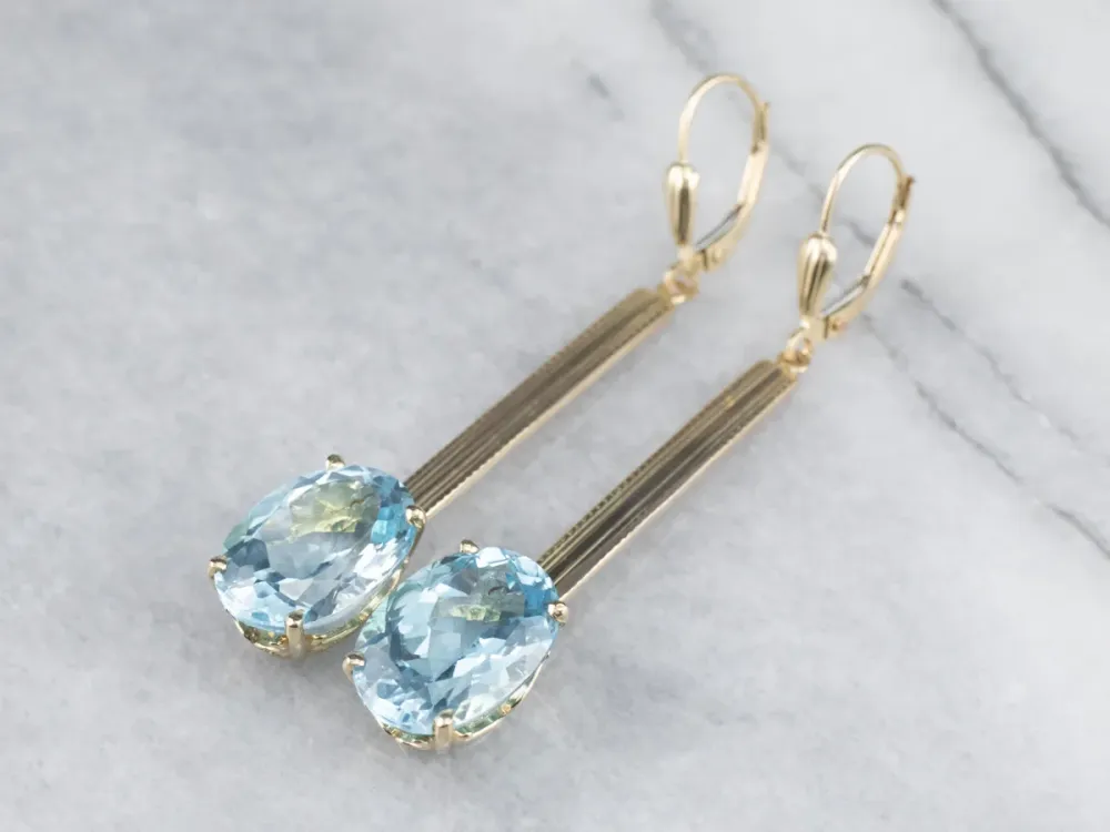 Blue Topaz Verlengd Gold Drop Earrings
