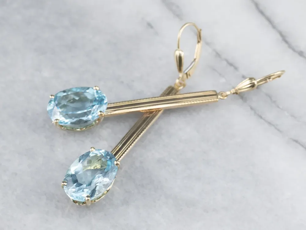 Blue Topaz Verlengd Gold Drop Earrings