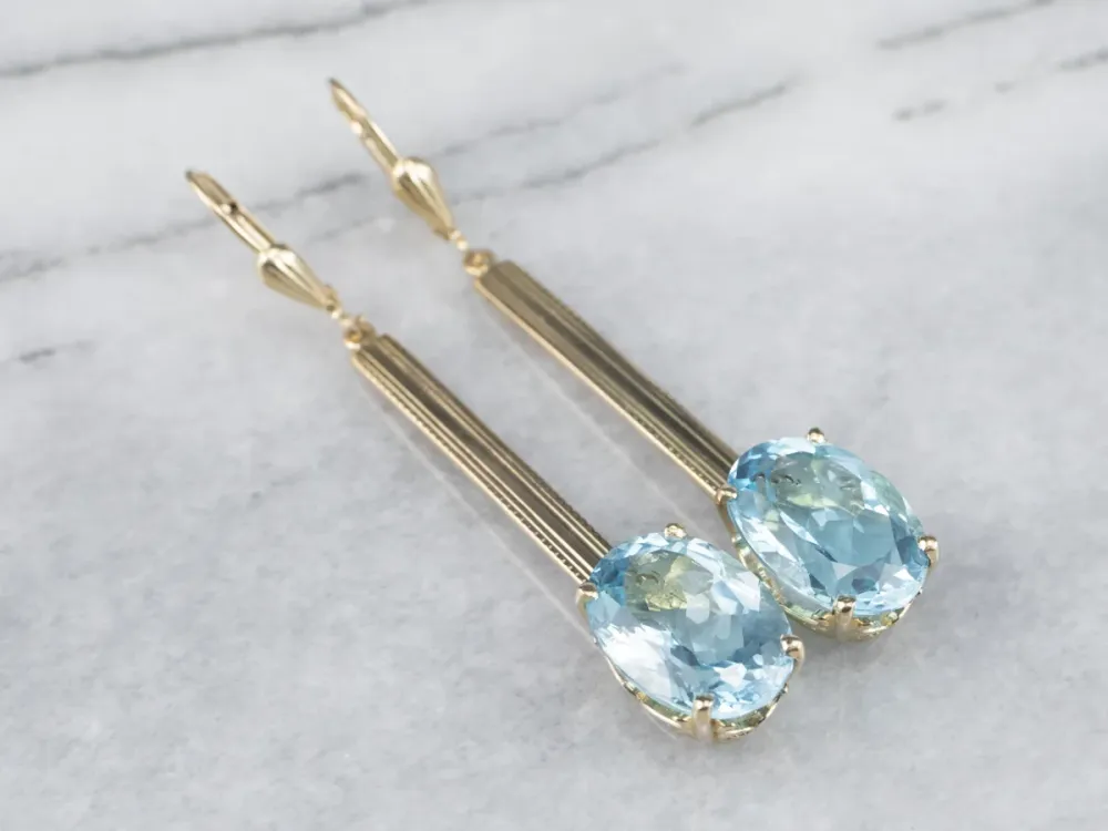 Blue Topaz Verlengd Gold Drop Earrings