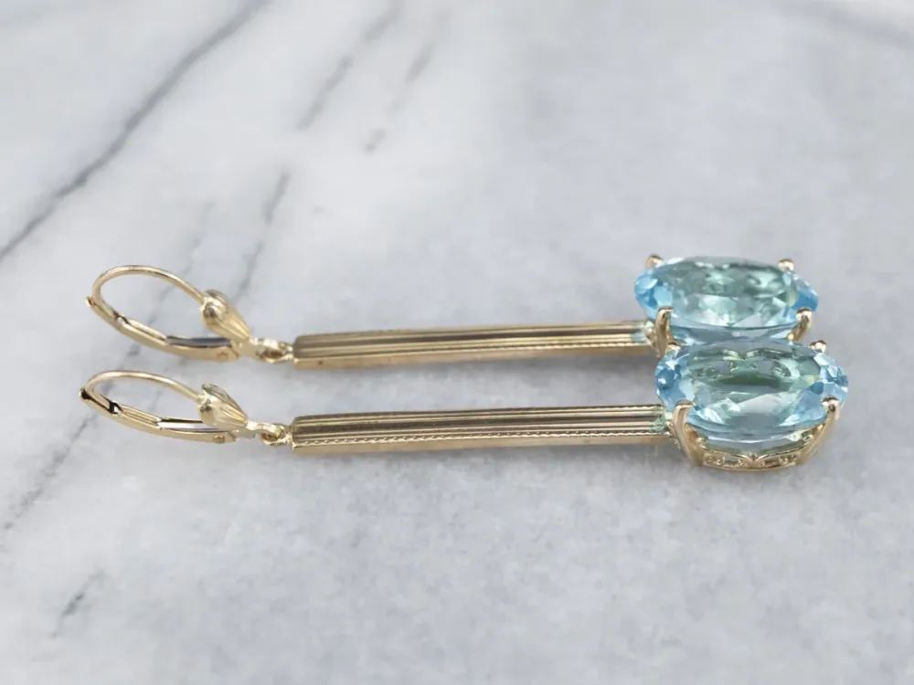 Blue Topaz Verlengd Gold Drop Earrings