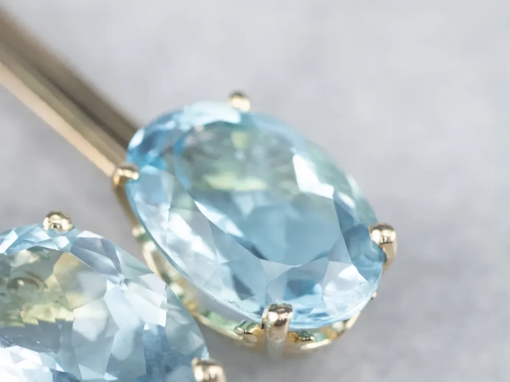 Blue Topaz Verlengd Gold Drop Earrings