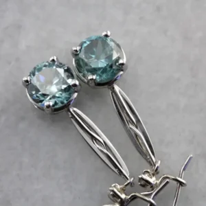 Blue Zircon Drop Earrings Made Vintage Components