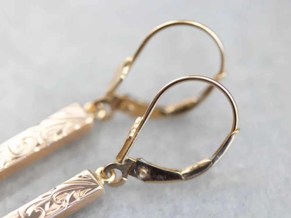 Blue Zircon Ornate Verguld Bar Drop Earrings met CE-Keurmerk