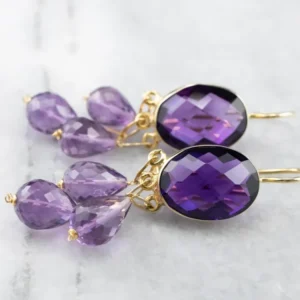 Bold Beaded Amethyst Drop Earrings met CE-Keurmerk