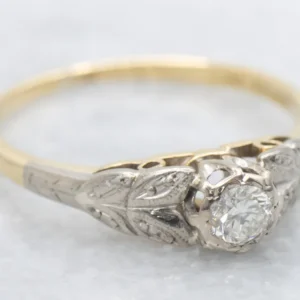 Botanical Goud Vintage Diamond Engagement Ring