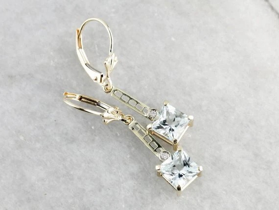 Bright Pale Zeeblauw Aquamarine Drop Earrings
