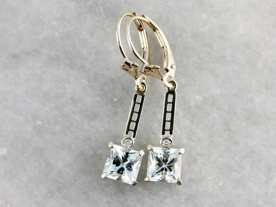 Bright Pale Zeeblauw Aquamarine Drop Earrings