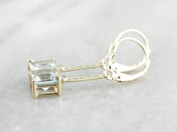 Bright Pale Zeeblauw Aquamarine Drop Earrings