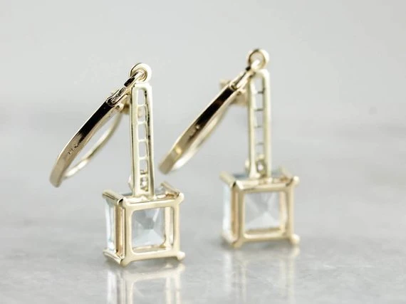 Bright Pale Zeeblauw Aquamarine Drop Earrings