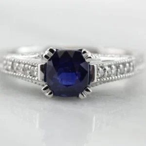 Brilliant Blauw Sapphire and Diamond Engagement Ring