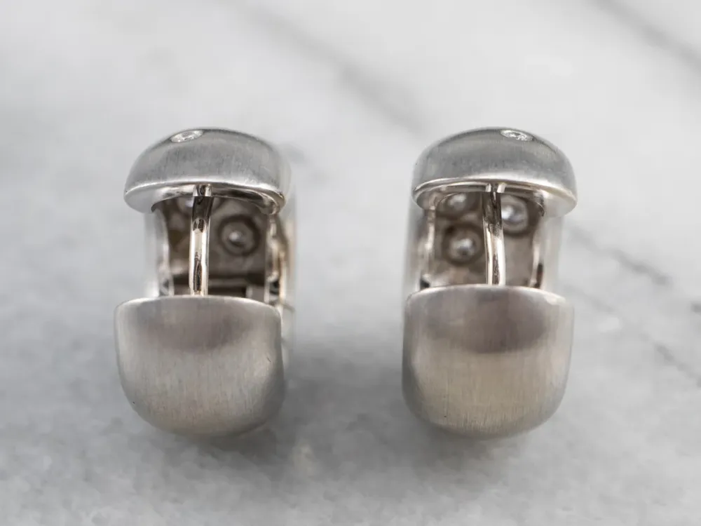 Brushed Gold Etoile Diamond Hoop Earring