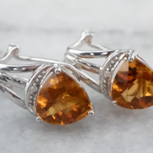 Citrine and Diamond Ivoor Gold Earrings