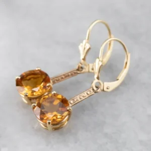 Citrine and Goud Drop Earrings met CE-Keurmerk