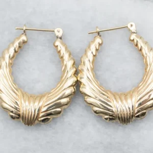 Citroengeel Gold Lined Design Hollow Hoop Earrings
