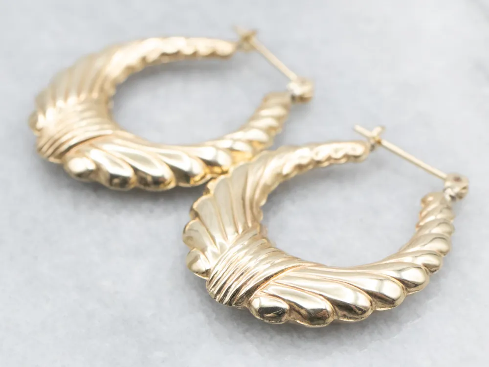 Citroengeel Gold Lined Design Hollow Hoop Earrings