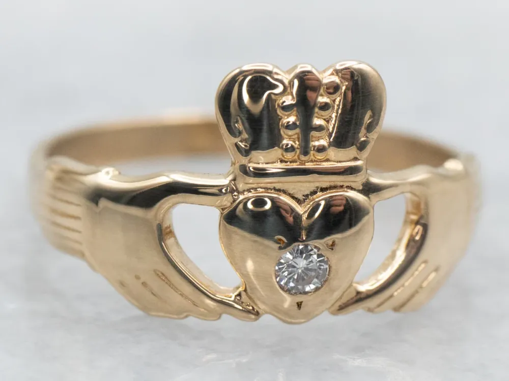 Claddagh Ring Diamond Accent met CE-Keurmerk