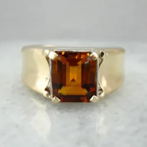 Crisp Citrine Men's Statement Ring met CE-Keurmerk