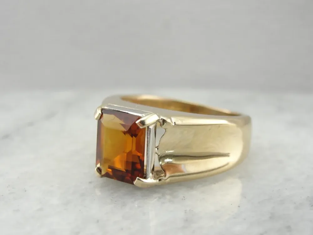 Crisp Citrine Men's Statement Ring met CE-Keurmerk