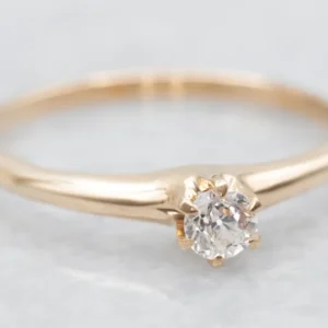 Dainty Victorian Old Mine Cut Diamond Engagement Ring - DIN Norm
