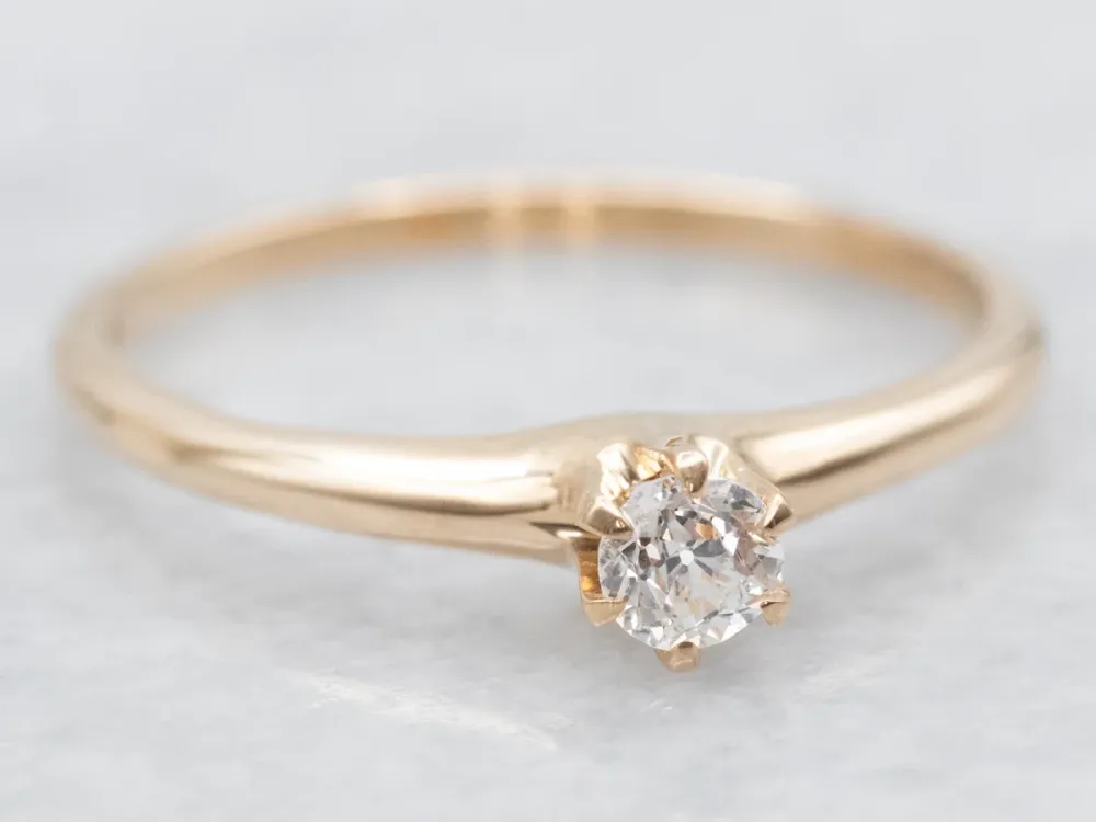 Dainty Victorian Old Mine Cut Diamond Engagement Ring - DIN Norm